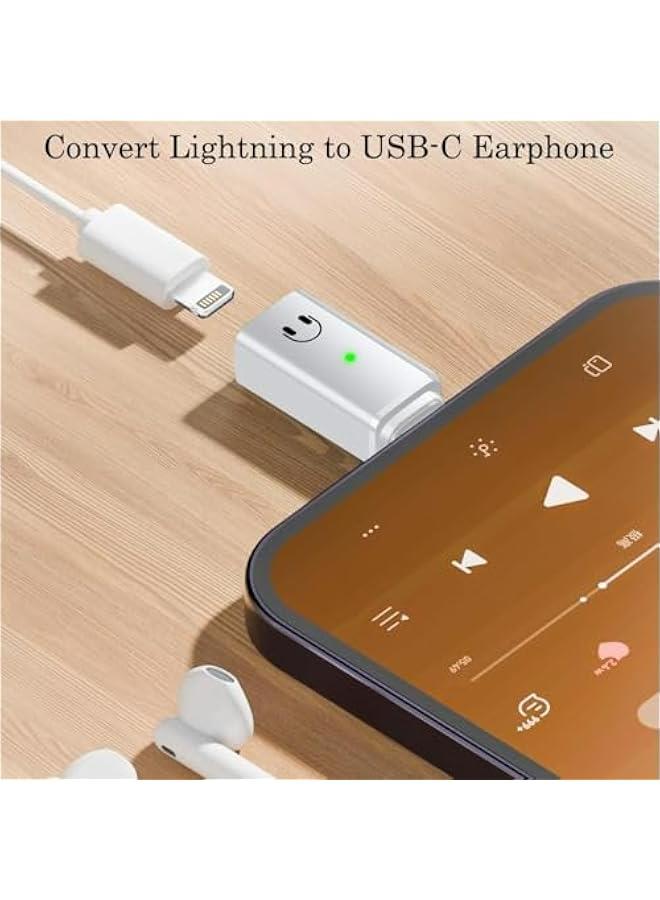 غوودرن متوافق مع محول صوت USB C الى لايتنينج سماعة راس مؤشر ضوء لسلسلة ايفون 15 وماك بوك والمزيد من اجهزة USB-C - بي ابيض - Image 2